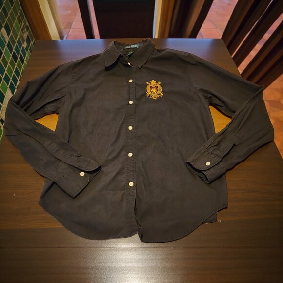 Ralph Lauren Navy Button Down Shirt Small Embroidered Crest Preppy - Picture 4 of 11